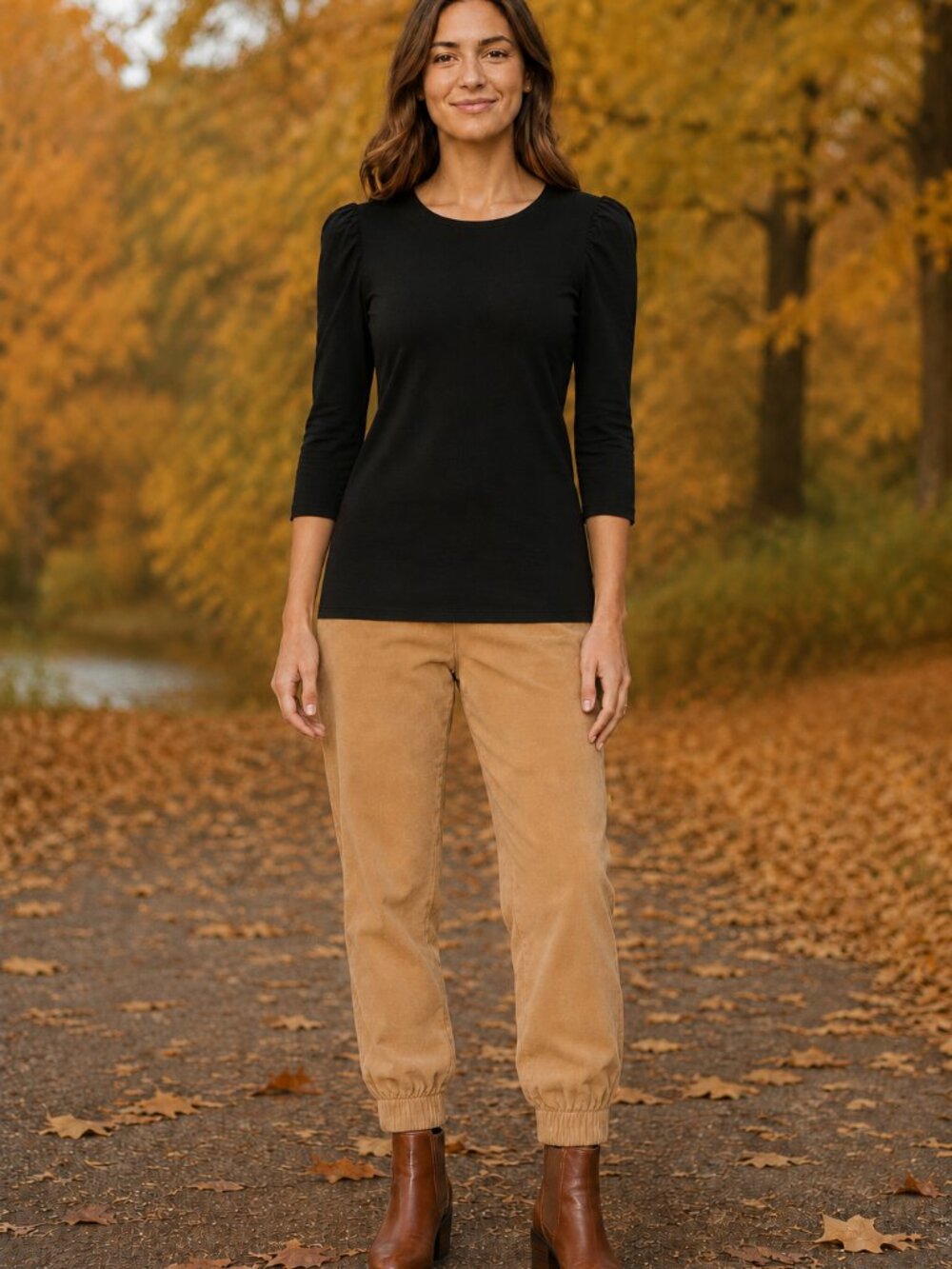 TUCKERNUCK POMANDER PLACE 3/4 Sleeve Scoop Neck Black Top S